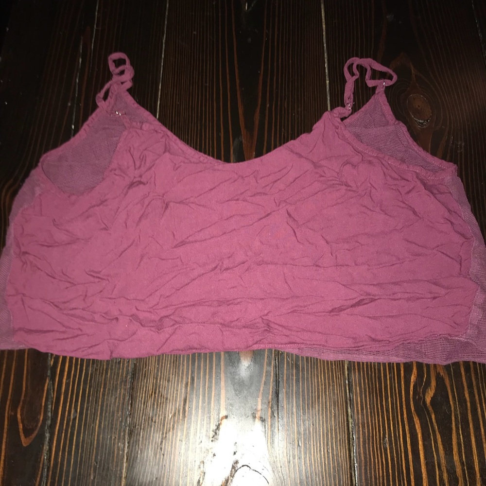 Maroon mesh back crop top
